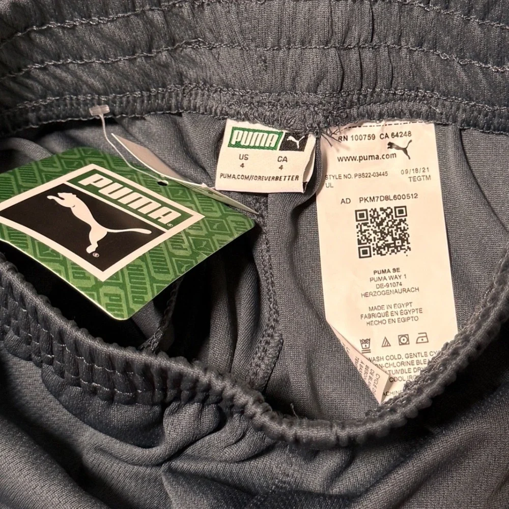 Puma Boys Athletic Shorts Grey White Logo Mesh Performance Size 4 NWT